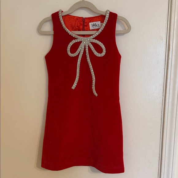 Lola + The Boys Other - Lola + The Boys Red Velvet Bow Princess Dress